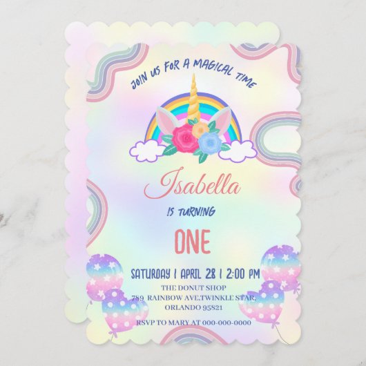 Schattige pastel Eenhoorns Regenboog Verjaardagsfe Kaart (Voorkant / Achterkant)