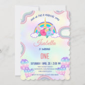 Schattige pastel Eenhoorns Regenboog Verjaardagsfe Kaart (Voorkant)