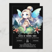 Schattige Pastel Fairy verjaardag Kaart (Voorkant / Achterkant)