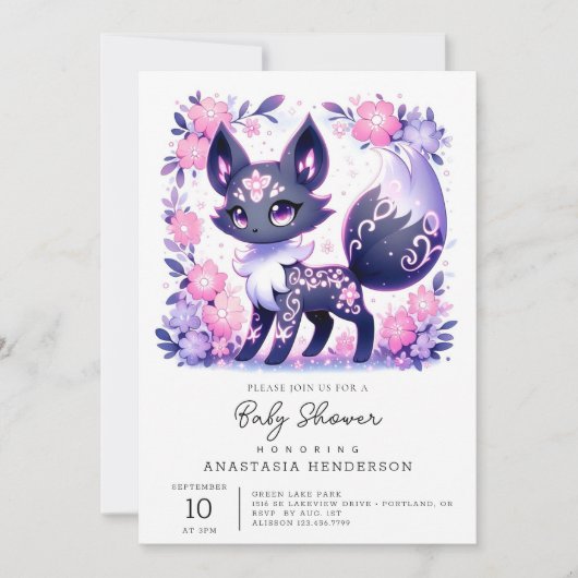 Schattige Pastel Fox Baby shower Kaart (Voorkant)