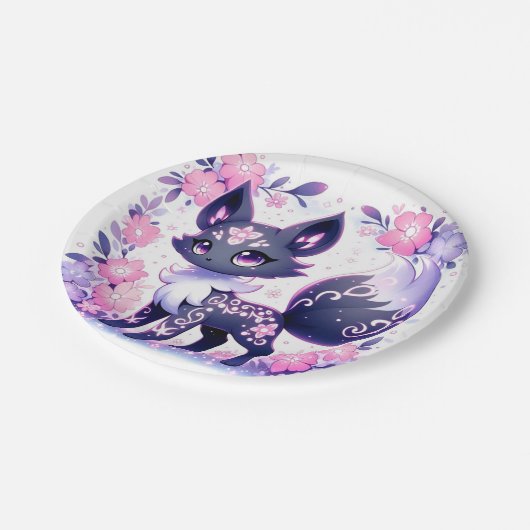 Schattige Pastel Fox Baby shower Papieren Bordje (Gekanteld)