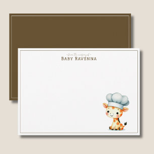 Schattige Pastel Giraffe Chef Jongens Nursery Beda Notitiekaartje