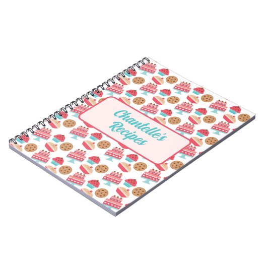 Schattige pastel girly keuken taart dessert recept notitieboek (Linkerzijde)