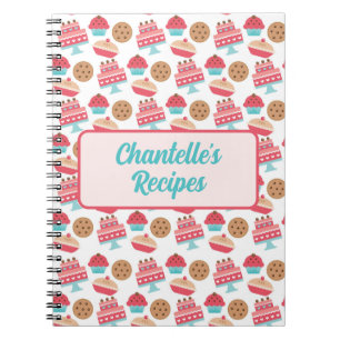 Schattige pastel girly keuken taart dessert recept notitieboek
