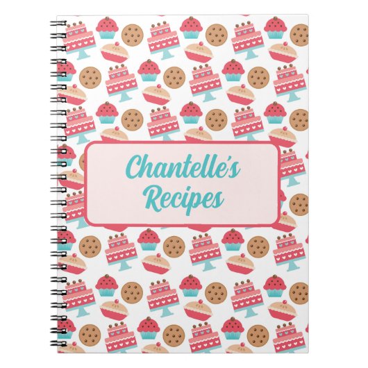 Schattige pastel girly keuken taart dessert recept notitieboek (Voorkant)