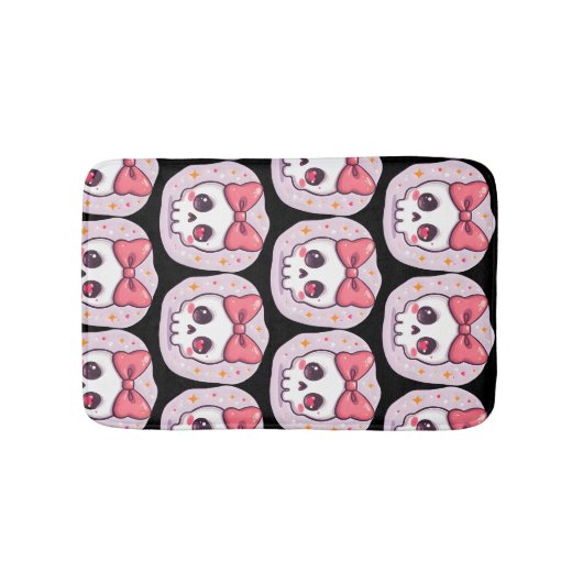 Schattige Pastel Goth Schedel met Strik Badmat (Voorkant)