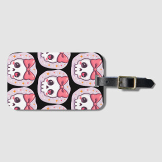 Schattige Pastel Goth Schedel met Strik Bagagelabel