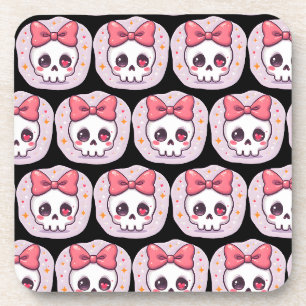 Schattige Pastel Goth Schedel met Strik Bier Onderzetter