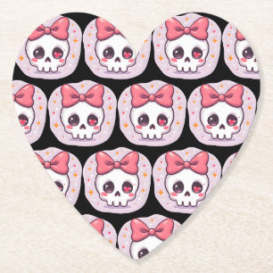Schattige Pastel Goth Schedel met Strik Kartonnen Onderzetters