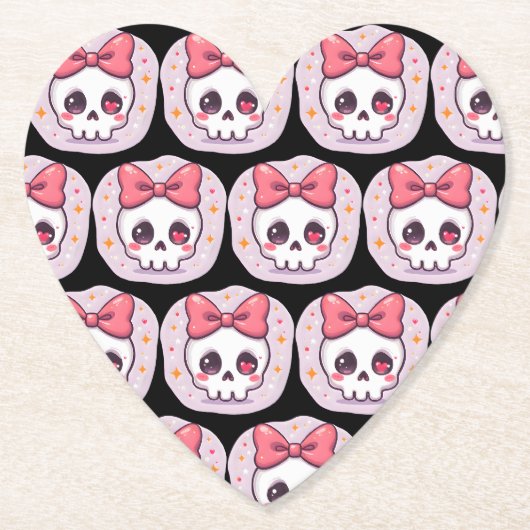 Schattige Pastel Goth Schedel met Strik Kartonnen Onderzetters (Voorkant)