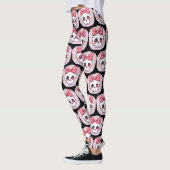 Schattige Pastel Goth Schedel met Strik Leggings (Links)