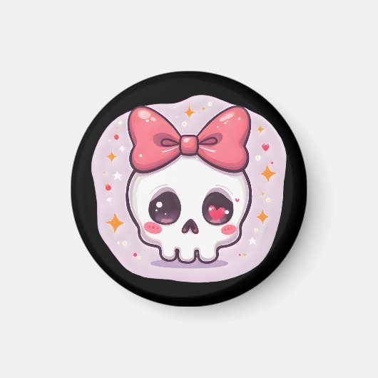 Schattige Pastel Goth Schedel met Strik Magneet (Voorkant)