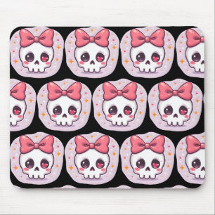 Schattige Pastel Goth Schedel met Strik Muismat