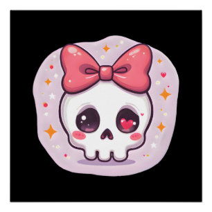 Schattige Pastel Goth Schedel met Strik Perfect Poster