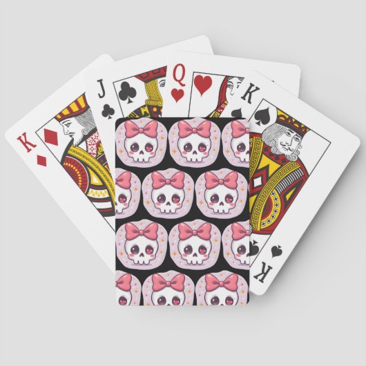Schattige Pastel Goth Schedel met Strik Pokerkaarten (Achterkant)