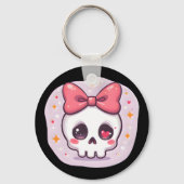 Schattige Pastel Goth Schedel met Strik Sleutelhanger (Achterkant)
