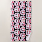 Schattige Pastel Goth Schedel met Strik Strandlaken (Voorkant)