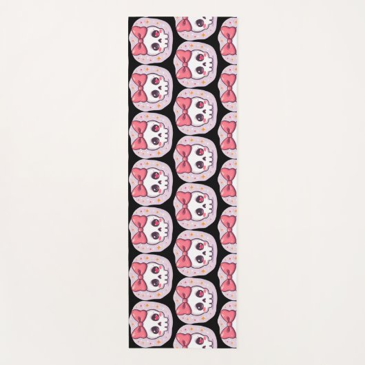 Schattige Pastel Goth Schedel met Strik Yogamat (Voorkant)