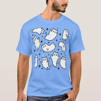 Schattige Pastel Gothic Kawaii Ghost Cats Roze Pat T-shirt