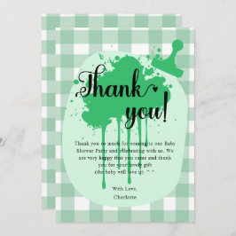 Schattige Pastel Green Gingham Baby shower Bedankkaart