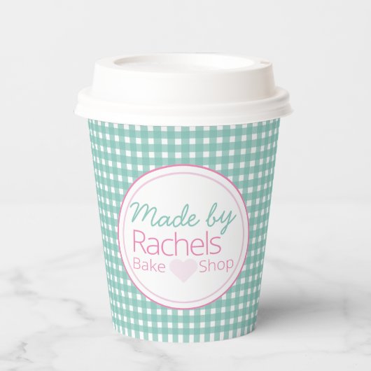 Schattige pastel groen  gingham Paper cup Papieren Bekers (Voorkant)