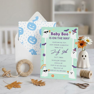 Schattige Pastel Halloween Baby Shower, Baby boo Kaart