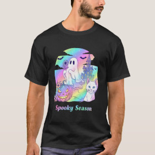 Schattige Pastel Halloween Kat Pompoen Griezelig S T-shirt