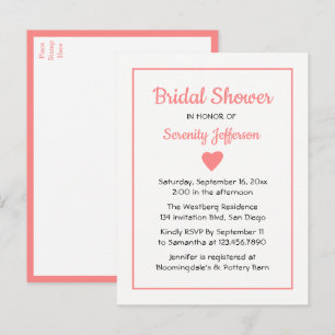 Schattige Pastel Hart Minimalistische Roze Bruilof Uitnodiging Briefkaart