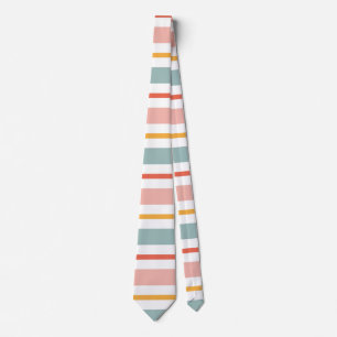 Schattige Pastel Horizontale Strepen Boho Roze Gro Stropdas