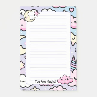 Schattige Pastel Kawaii Eenhoorn Clouds & Stars No Post-it® Notes