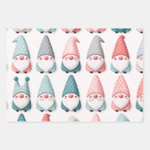 Schattige Pastel Kerst Gnomen, Roze Blauw Grijs Inpakpapier Vel (Voorkant 2)