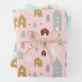 Schattige Pastel Kerst Vakantie Patroon Inpakpapier Vel