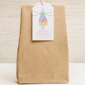 Schattige Pastel Kerstboom Prettig Kerstfeest  Cadeaulabel