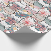 Schattige pastel kerstkat inpakpapier (Hoek)