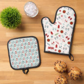 Schattige Pastel Kerstmis Ovenwant & Pannenlap Set (Top down)