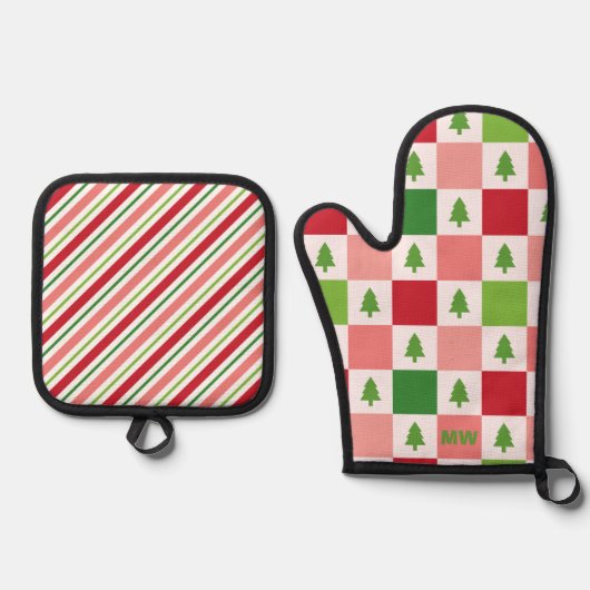 Schattige Pastel Kerstmis Ovenwant & Pannenlap Set (Voorkant)