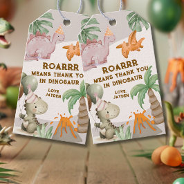 Schattige Pastel Kleur Dinosaur Kuskaart Cadeaulabel