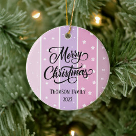 Schattige Pastel kleur Familienaam Kerst Keramisch Ornament