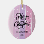 Schattige Pastel kleur Familienaam Kerst Keramisch Ornament (Rechts)