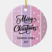 Schattige Pastel kleur Familienaam Kerst Keramisch Ornament (Voorkant)