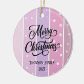 Schattige Pastel kleur Familienaam Kerst Keramisch Ornament (Links)