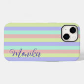 Schattige pastel kleurrijke strips gepersonaliseer Case-Mate iPhone case (Achterkant (horizontaal))