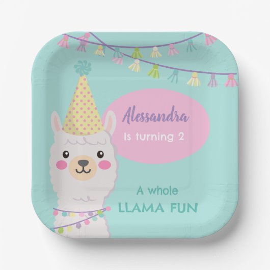 Schattige pastel lama feest papieren bordje (Voorkant)