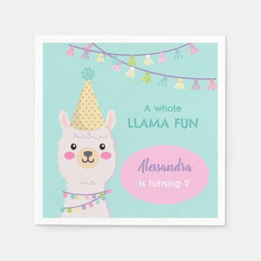 Schattige pastel lama feest servet (Voorkant)