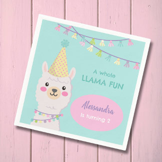 Schattige pastel lama feest servet