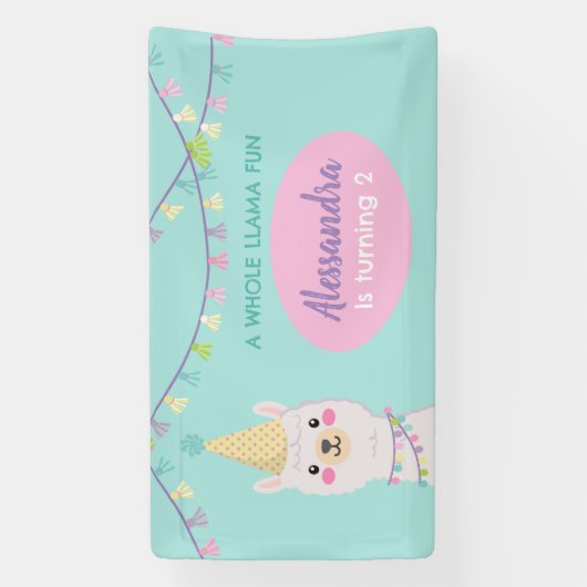 Schattige pastel lama feest spandoek (Verticaal)