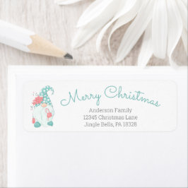 Schattige Pastel Merry Christmas Gnome Retouradres Etiket