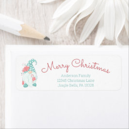 Schattige Pastel Merry Christmas Gnome Retouradres Etiket