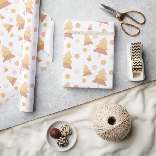 Schattige Pastel Mid Blush Kerstboom Cadeaupapier (Crafts)