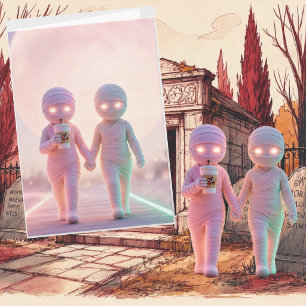 Schattige Pastel Mummie Halloween Kaart • Spook‑Li